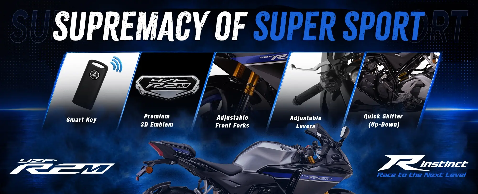 Supremacy of Super Sport – YZF-R2M with Smart Key, Premium 3D Emblem, Adjustable Front Forks, Adjustable Levers and Quick Shifter